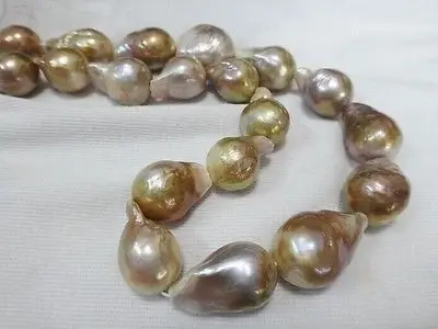 

Jew3118 south sea genuine gold pink purple nuclear pearl necklace