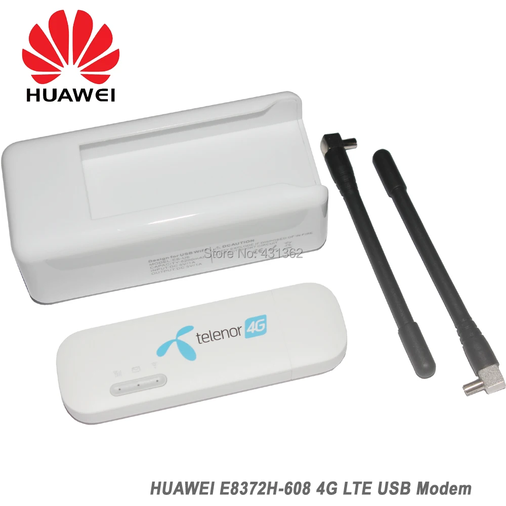 

Wholesale 150Mbps HUAWEI E8372 E8372H-608 4G LTE WiFi USB Modem With 4800mAh Power Bank And Dual Antenna