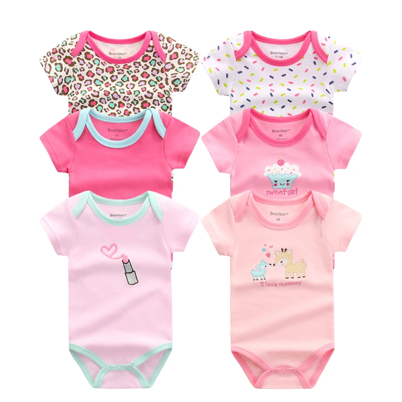 6 unids/lote Unisex Baby Rompers manga corta Cottom o-cuello novela niños recién nacidos muchachas ropa infantil de bebes ropa del bebé del mono 6 unids/lote Unisex Baby Rompers manga corta Cottom o-cuello novela niños recién nacidos muchachas ropa infantil de bebes ropa del bebé del mono