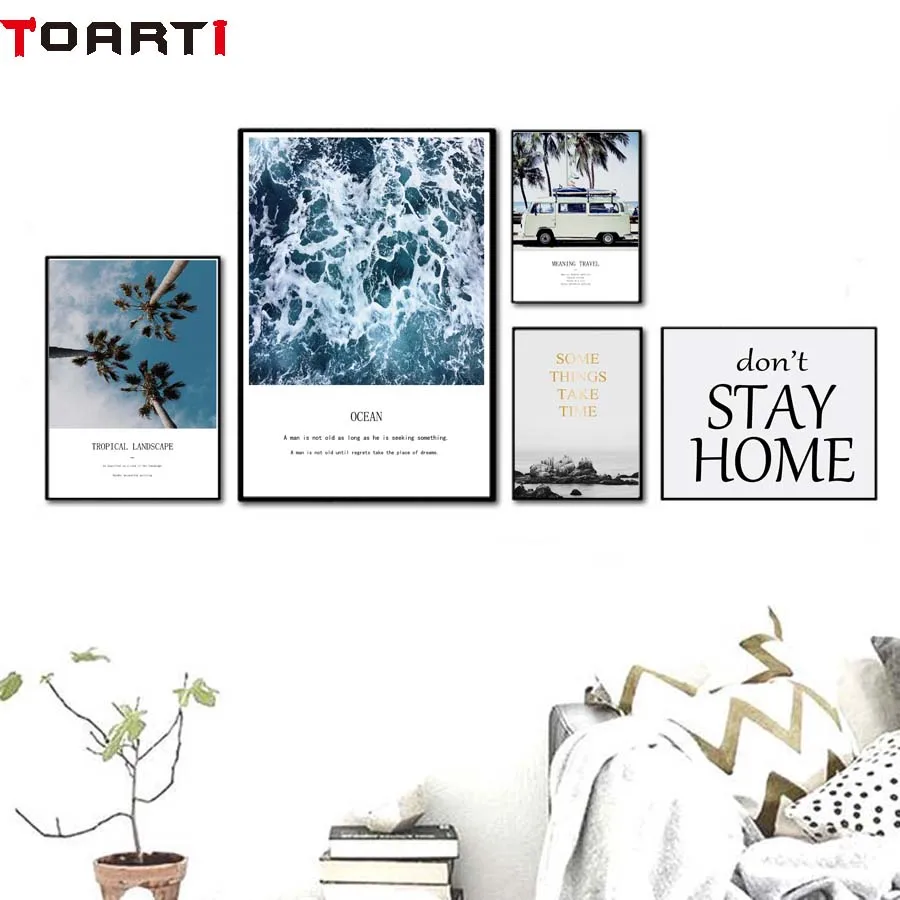 Tropical Ocean Landscape Posters prints Meaning Travel Quote Canvas Painting Beautiful Nordic Wall Art For Living Room Home Deco (7)