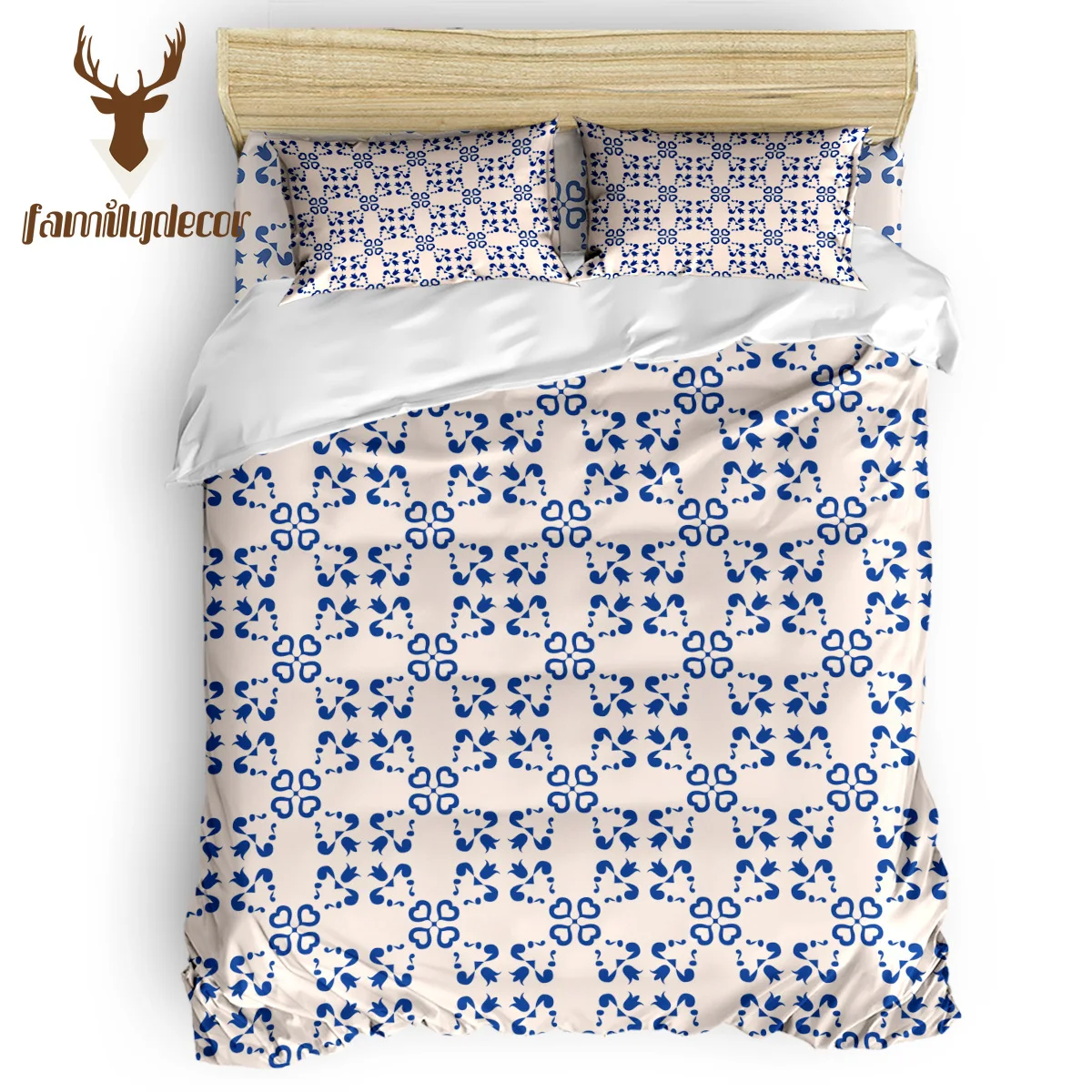 

FamilyDecor Ethnic Retro Brown Geometic Pattern Bohemia Bedding Set Luxury Comforter Bedding Sets 3D King Size Red Blue Cotton D