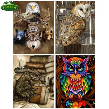 

YUMEART Paint with Diamonds DIY Diamond Painting Wolf Bear Elk Deer Eagle Cross Stitch Rhinestone Mosaic Animal Home Decor Gifts