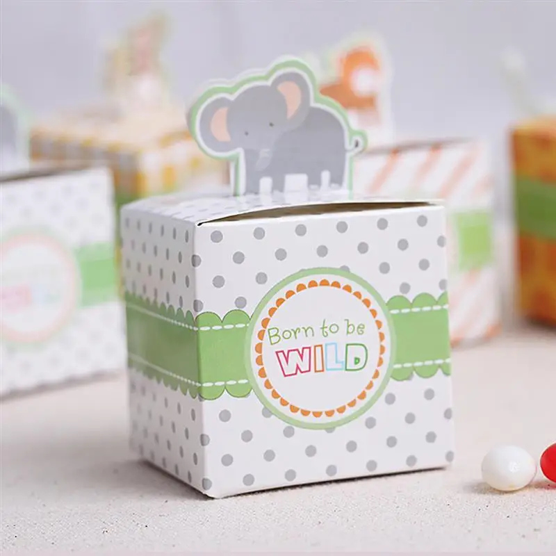 40 шт праздничные вечерние подарочные коробки для конфет животные поднос с героями мультфильма шоколадная коробка для конфет Жираф* 10+ слон* 10+ обезьяна* 10+ Тигр* 10