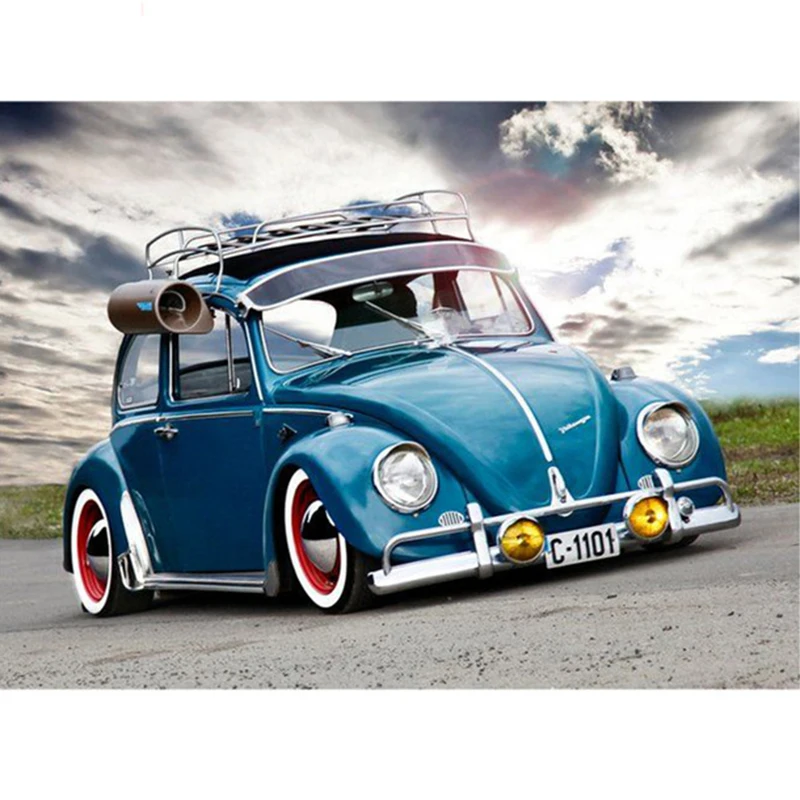 

H311 diy diamond painting full square,diamond embroidery Cross Stitch,diy,diamond embroidery blue VW car