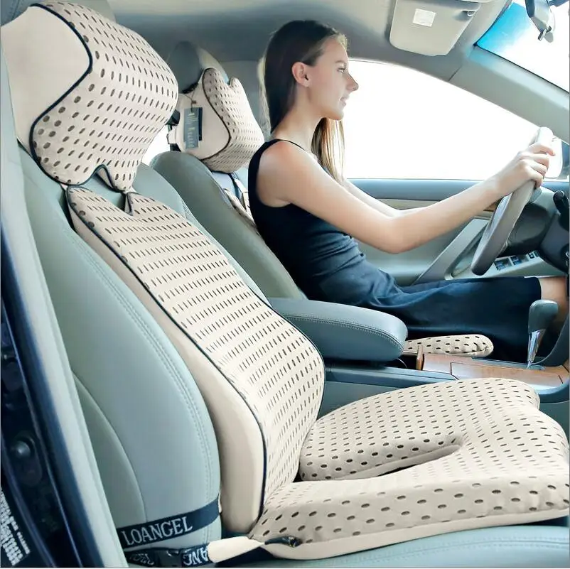 High Quality Car Cushion Set Memory Foam Car Lumbar Support Set Back Lumbar  Neck Pillow Seat Cushion for Driving Office Home