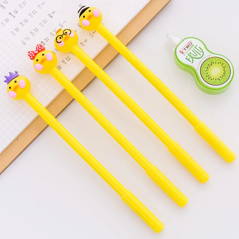 

0.5mm Cute Kawaii Yellow doll head Gel Pen Signature Pens Escolar Papelaria For Office School Writing Supplies Stationery Gift