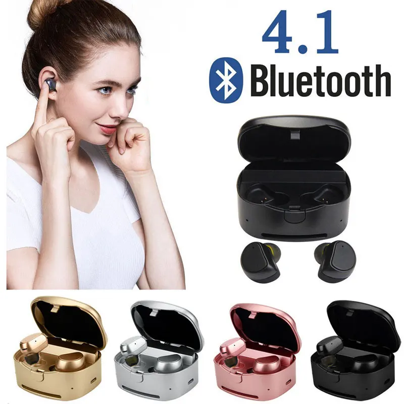  Originální Mini Bezdrátová sluchátka Bluetooth 4.1 Sluchátka Duble Stereo Sluchátka s MIC Nabíjecí Box pro iPhone Xiaomi Telefon