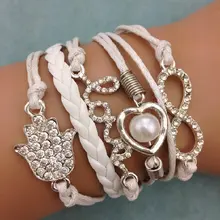 1 шт. бесконечно ручная работа браслет. металл очарование, воск шнур, кожаный браслет, модный драгоценный браслет 3585