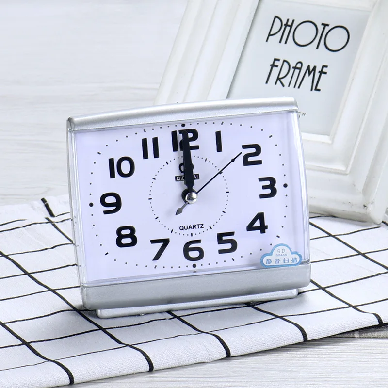 Black and White Modern Square Alarm Clock Bedroom Desktop Bed Wake Up Clocks Plastic Silent Sweeping Small Digital Clock