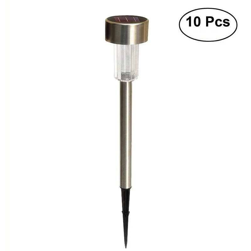 10pcs Mini Solar LED Garden Lights Stainless Steel Outdoor Solar Power
