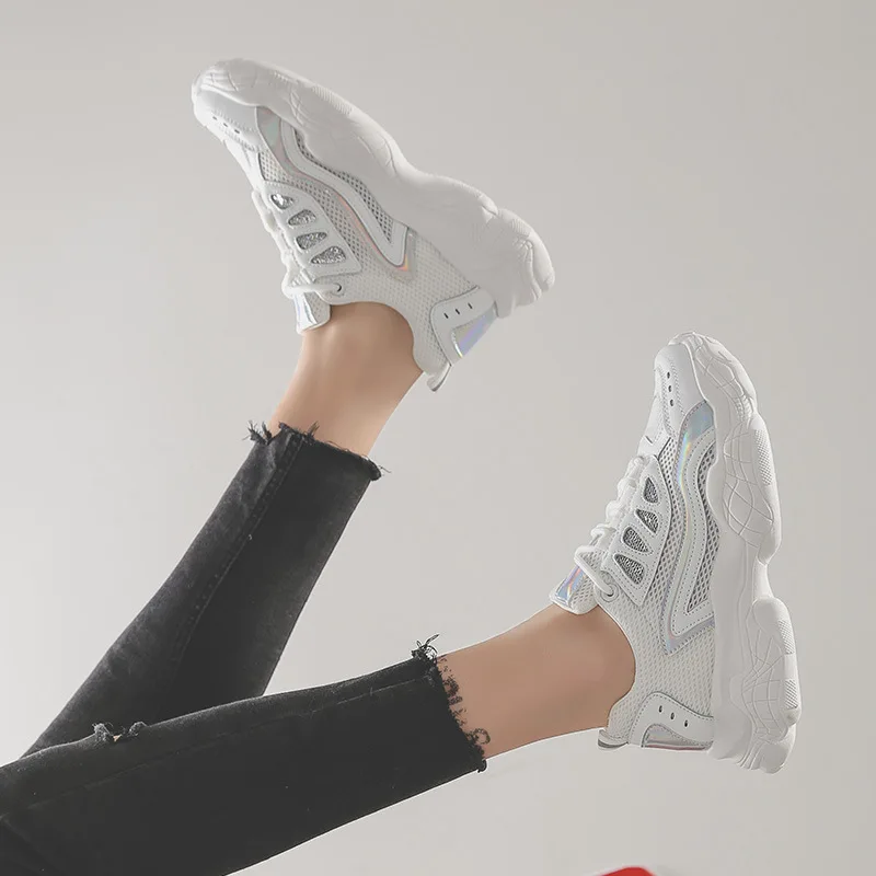 

Casual Shoes Women Chunky Sneakers Platform zapatos de mujer Spring White chaussures femme Breathable Ladies footware Reflective
