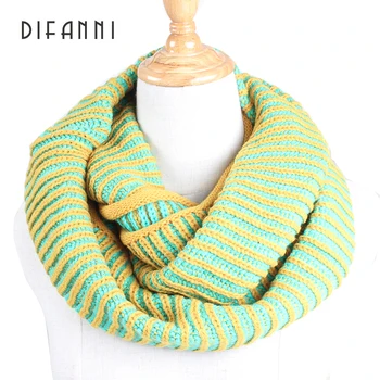 

[DIFANNI]Warm Infinity Two Circle Cable Knit Cowl Neck Loop Women Unisex Winter Knitting Neck Warmer Scarf Baby Scarves wrap
