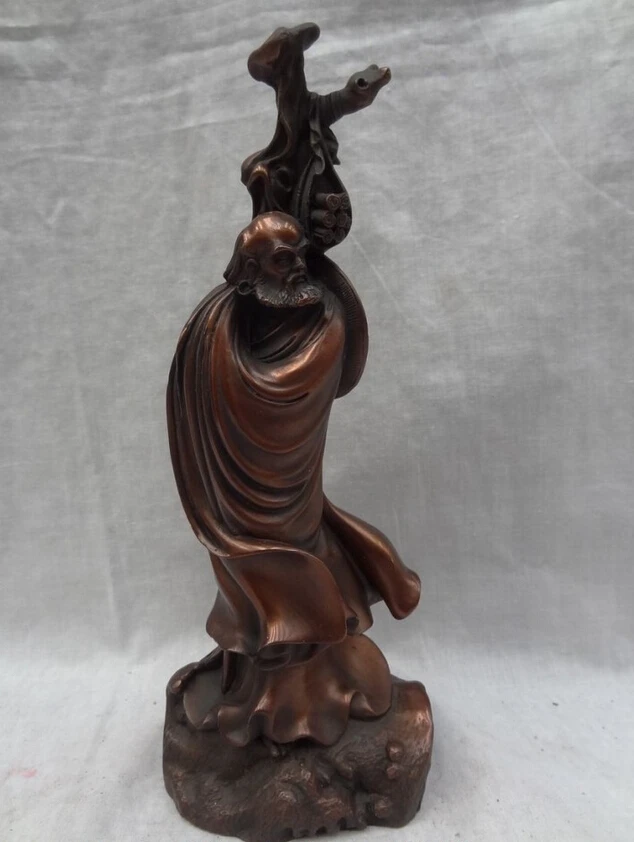 

S3807 10" China Pure Bronze Buddhist Joss Arhat Damo Bodhidharma Dharma Buddha Statue D0318