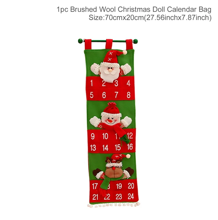 Christmas Calendar 1 FENGRISE, Рождественский календарь, подвесной, фетровый, Рождественский календарь обратного отсчета, рождественские украшения для дома, счастливый год, декор - Цвет: Christmas Calendar 1