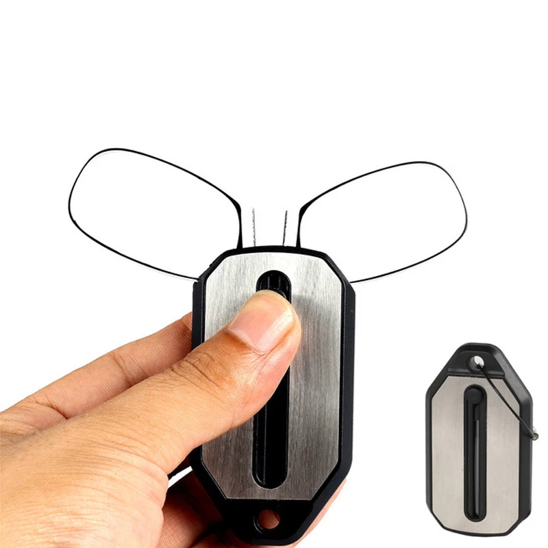 

Clip Nose Reading Glasses Mini Folding Reading Glasses Men and Women Easy Carry With Key Chain Case Thin Prince-nez glass +1.5