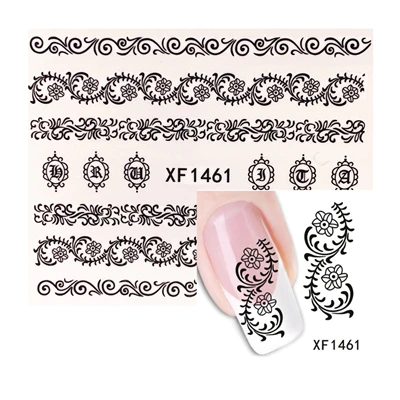 YZWLE, 1 лист, на выбор, переводные наклейки для ногтей с водным переводом, наклейки для ногтей, кошачий цветочный узор, накладки для ногтей, Временные татуировки, инструменты для нанесения водяных знаков - Цвет: XF1461