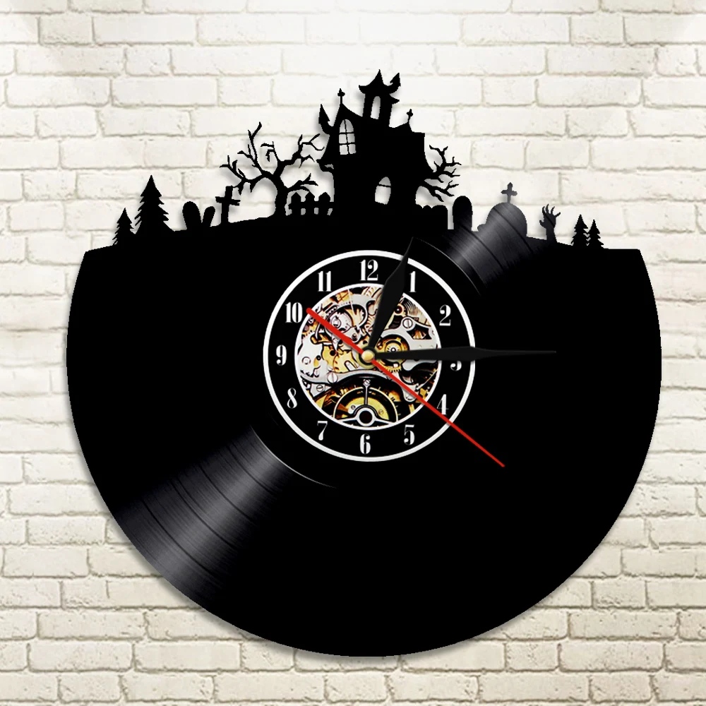 

1Piece Halloween Decorations Vinyl Record Wall Clock Vinyl Kitchen Clock Happy Halloween Home Decor Nusret Clock Wall Art