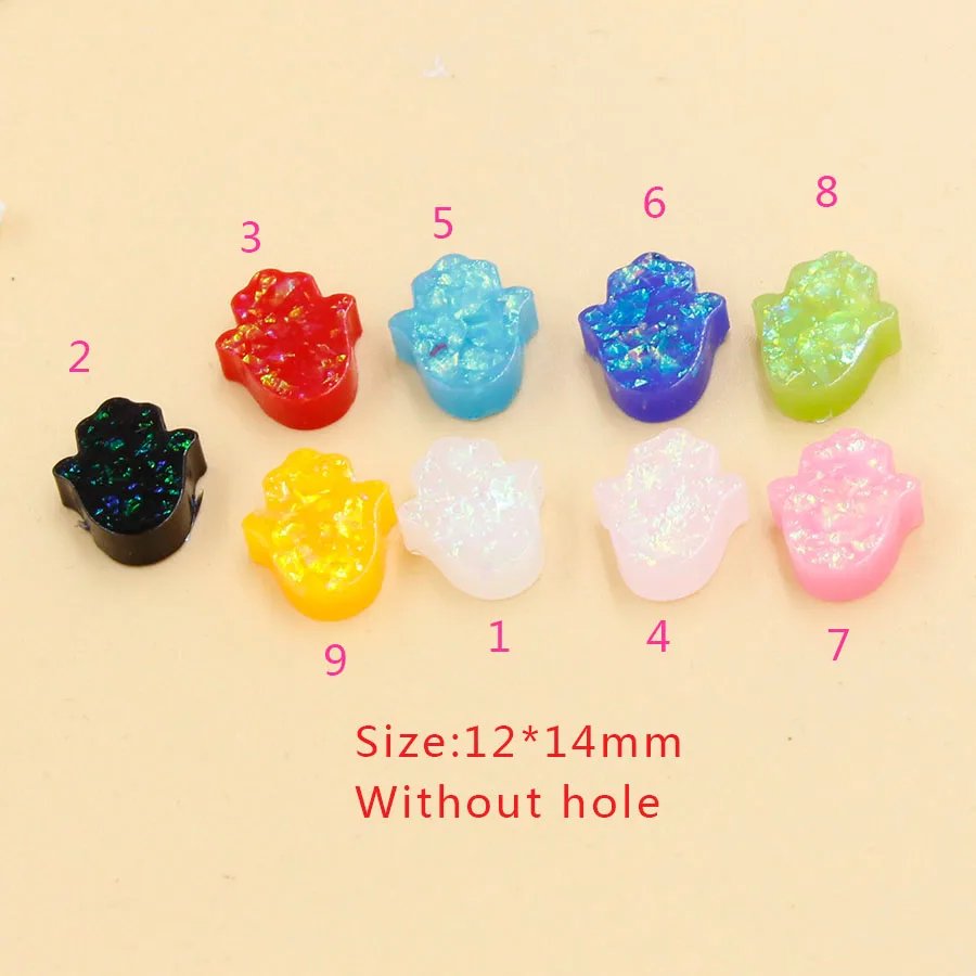 

Fnixtar 9 Color Synthetic Opal Hamsa Hand Shape Opal Charm For Earrings Jewelry Making Without Hole 12*14mm 20Piece/lot