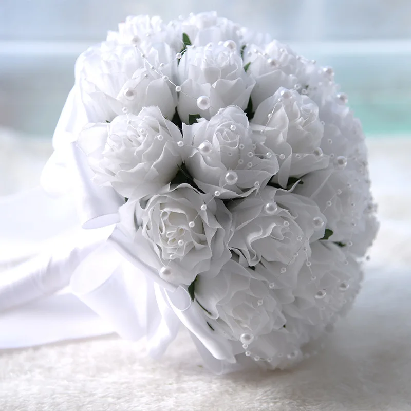 JaneVini шампанское Белые Свадебные цветы букет невесты Жемчуг искусственный Жених Брошь букет цветов Mazzi Di Fiori 2018