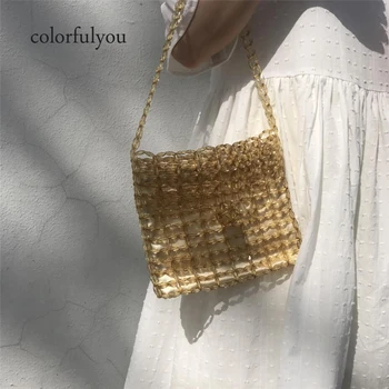 

Handmade Acrylic Beaded Bag For Women luxury handbags Beading Totes Bag Lady Vintage Crystal Beading shoulder bag Party Purse