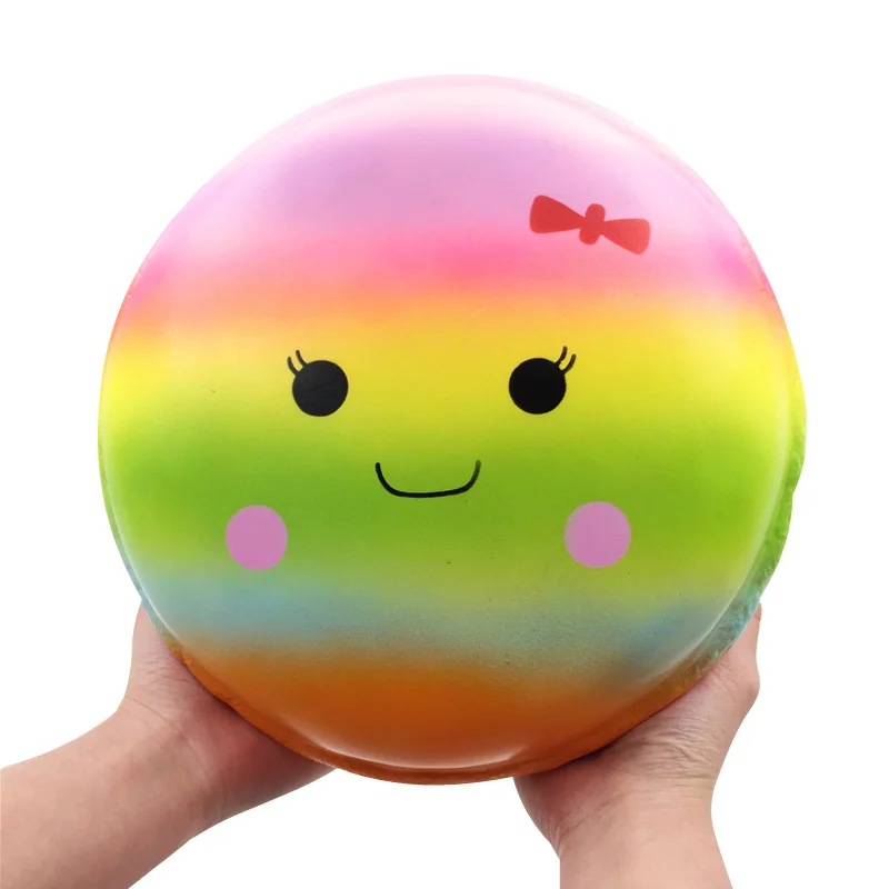 Заводская распродажа PU Jumbo Rainbow Squishies медленно поднимающийся ароматизированный Единорог Макарон сжимающая забавная игрушка