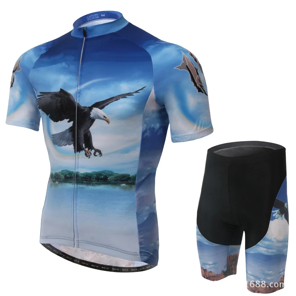 

XINTOWN 2019 New Eagle Bike Bicycle Riding Gear Jersey Short-sleeved Suit Wear Cycling Suits Sweat Pants Summer Breathable Cloth
