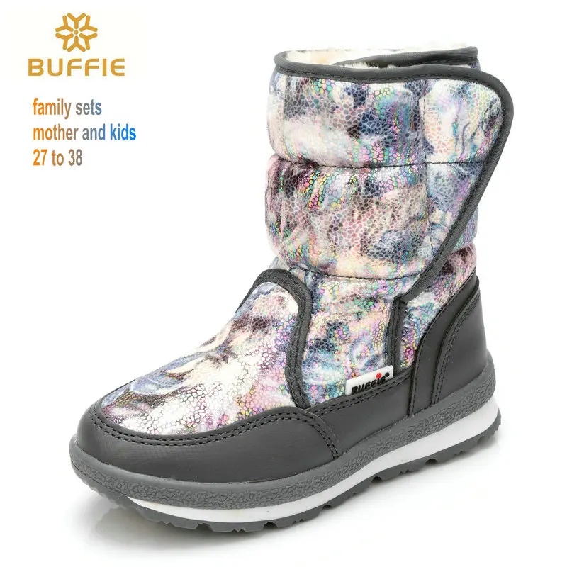 

Big Size women snow boots winter warm boots grey colour flower boot anti-skid outsole plush thick fur plus size free shipping