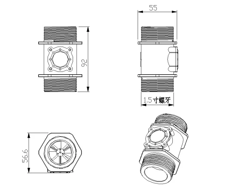 indústria do sensor de fluxo da turbina do salão da água mínima