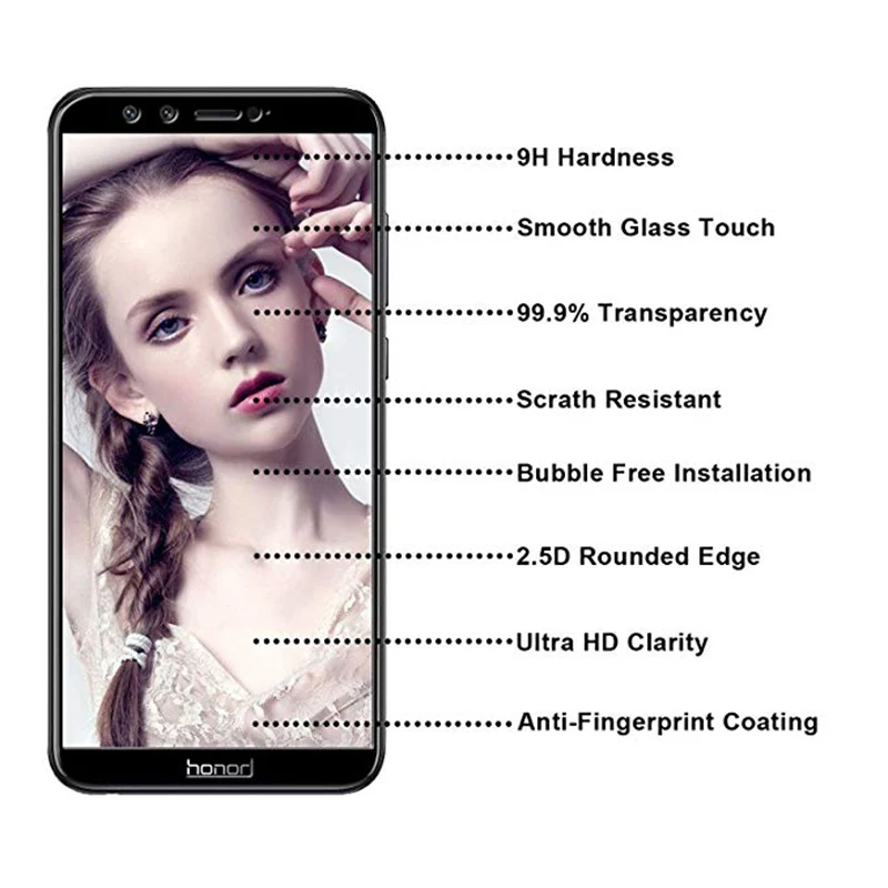 2.5D 9 H закаленное стекло экрана для huawei honor lite 10 8C 8 прозрачное 8X10 Закаленное