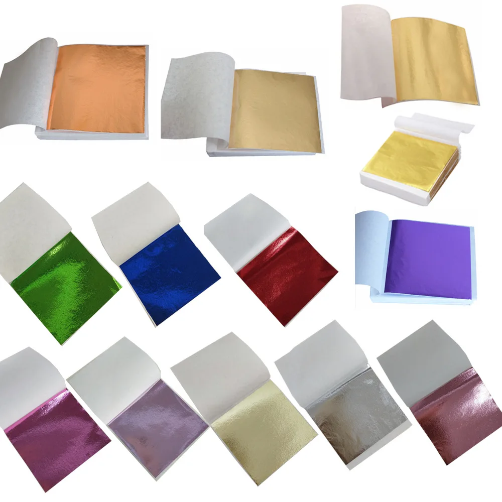 

Colorful 100Pcs 9x9cm DIY Paper Kids Sticker Toy Imitation Copper Sheets Foil Paper Gilding Craft Child Nail Art Craft Beauty