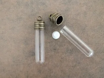 

34x6mm,Round bottom tube insulating glass name pendant,On rice art necklace