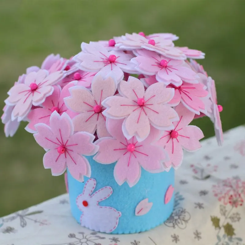 

Faker Sakura Potted Felt Applique Ornament Kit Sewing Art Sakura Felt DIY Package