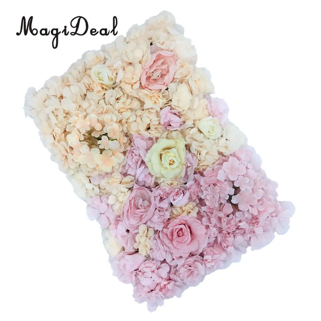 Romantic Artificial Flower Wall Panels Wedding Venue Roses Hydrangea Floral Decor Type A 5 Colors Choice	