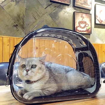 

Collapsible Transparent Pet Cat Travel Bag Outdoor Pet Travel Bag Dog Carries Double Zipper Breathable Cat Bag Pet Supplies