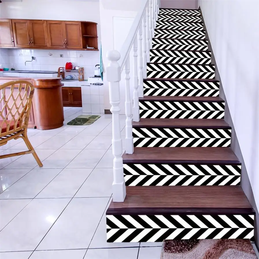 Tile sticker PVC 6Pcs Staircase Stair Riser Floor Sticker DIY Wall