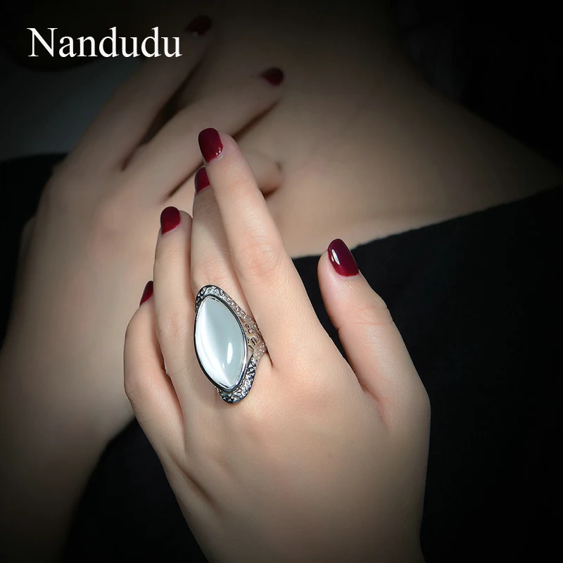 Nandudu White Marquise Stone Rings Fashion Women Girl Jewelry Gift Ring Accessories for Women Girl Lady Party R1093