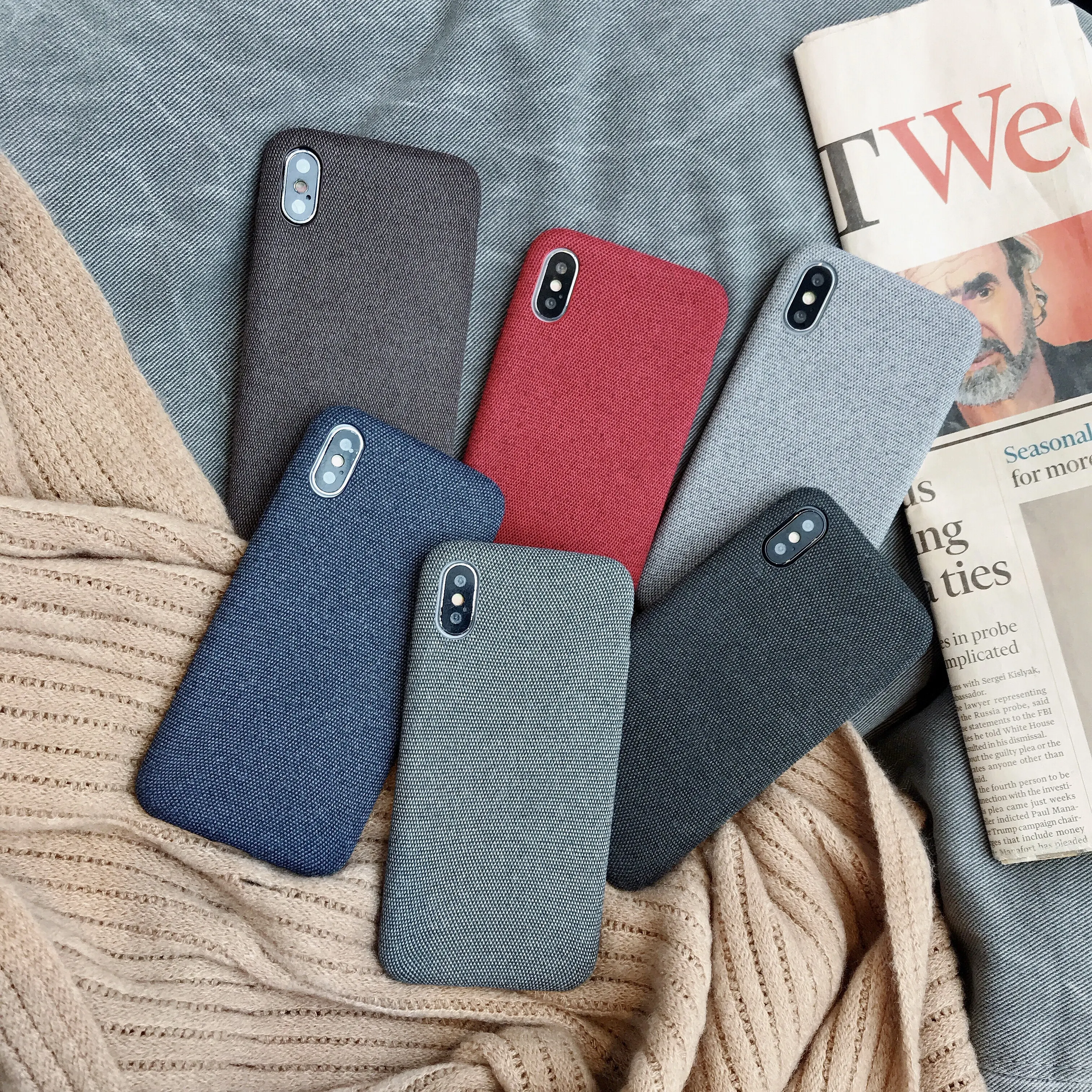 

Flax Cloth Dirt-resistant Breathable Phone Case For iphone XS Max XR X 7 8 6 6S Plus Soft Silicone TPU Canvas Bags Cover Coque