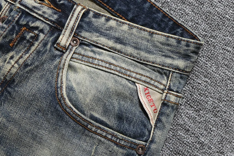 Дропшиппинг гарантированное качество модные мужские джинсы Slim Fit джинсовые пуговицы брюки Брендовые мужские джинсы Винтаж Ретро