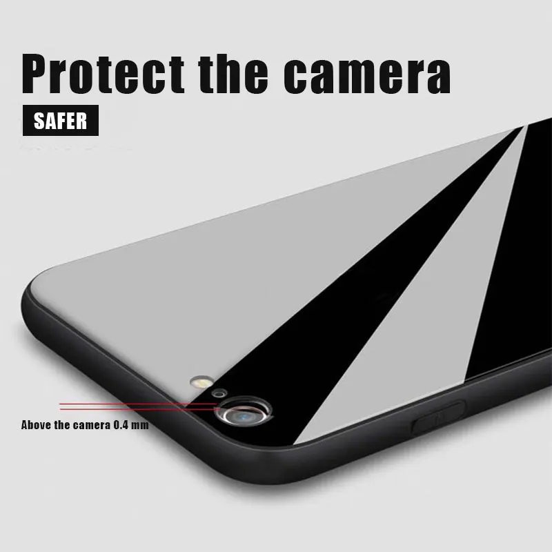 Luxuxy Tempered Glass Phone Cases For iPhone 7 8 6 6S Plus Case Protective Hard Back Soft Silicone Edge Cover For iPhone X Case