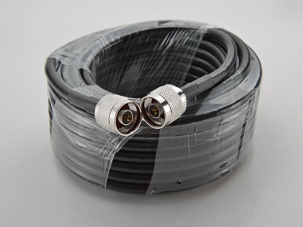 20 Meters Coaxial Cable N Male Connector Low Loss 50-5 Black 20M Cable Connect with Outdoor/Indoor Antenna and Signal Booster
