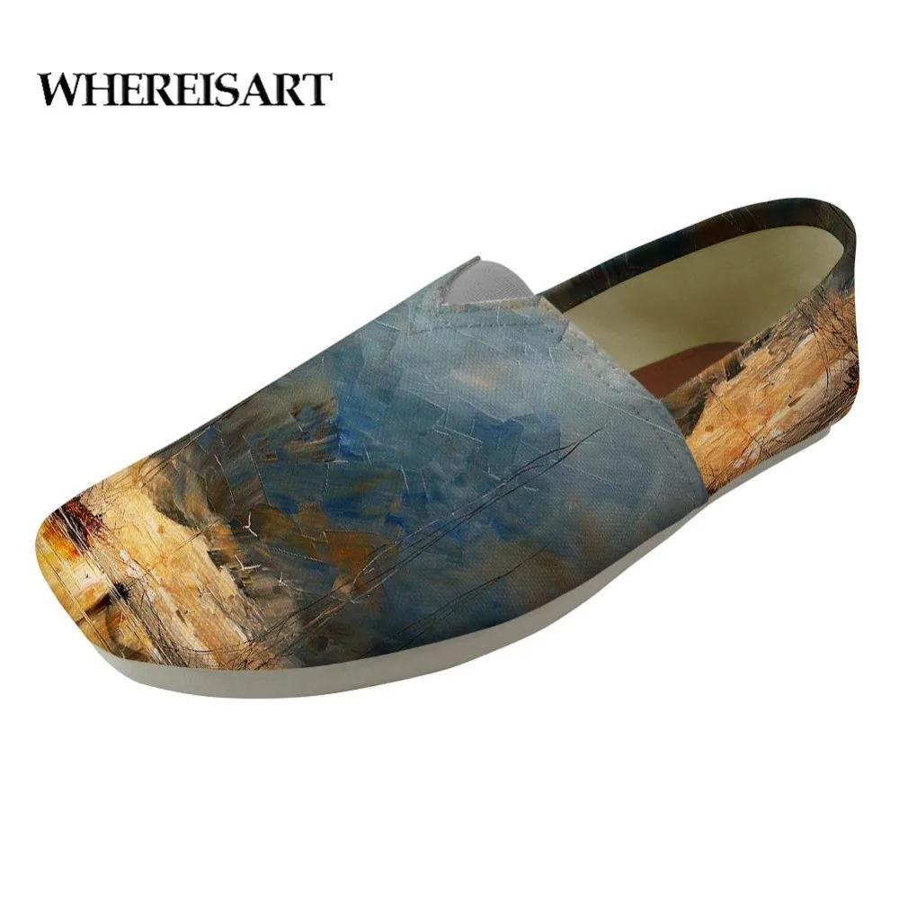 

WHEREISART New Arrival Slacker Loafers Shoes Color Print Canvas Men Lazy Casual Shoe Slip-On High Quality Sneakers Vintage Style