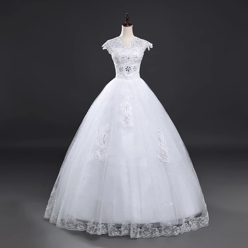 Fansmile Vestidos de Novias винтажное кружевное бальное свадебное платье с v-образным вырезом размера плюс свадебное платье FSM-012F