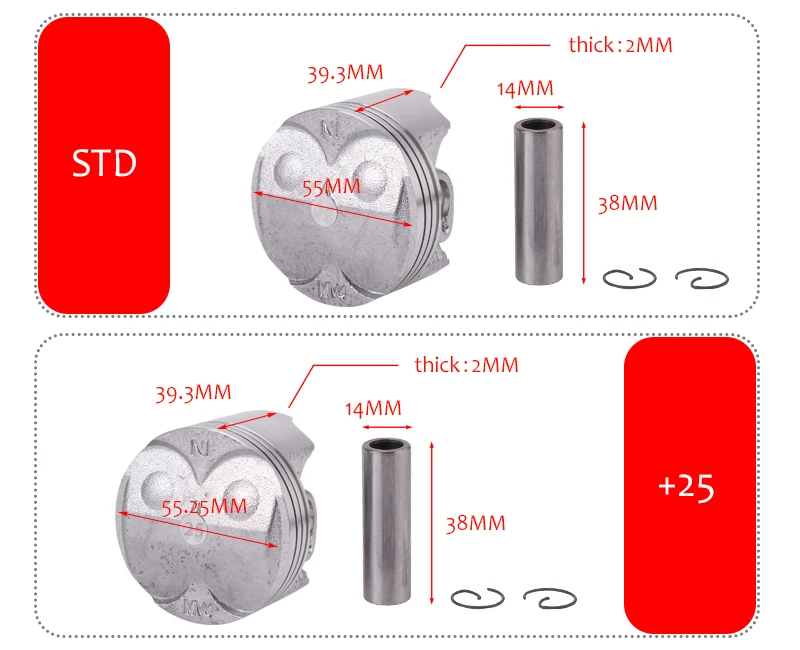 Части двигателя мотоцикла, поршневые кольца, набор STD 55 мм+ 25+ 50+ 75, Размер цилиндра для Honda CB400 1992-1998 VFR400 NC30 CB400SF NC31