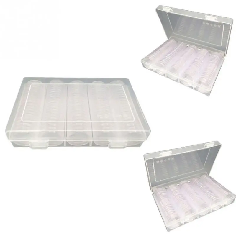 

100Pcs 27mm 30mm Coin Cases Capsules Holder Clear Plastic Round Storage Box Organizer Case