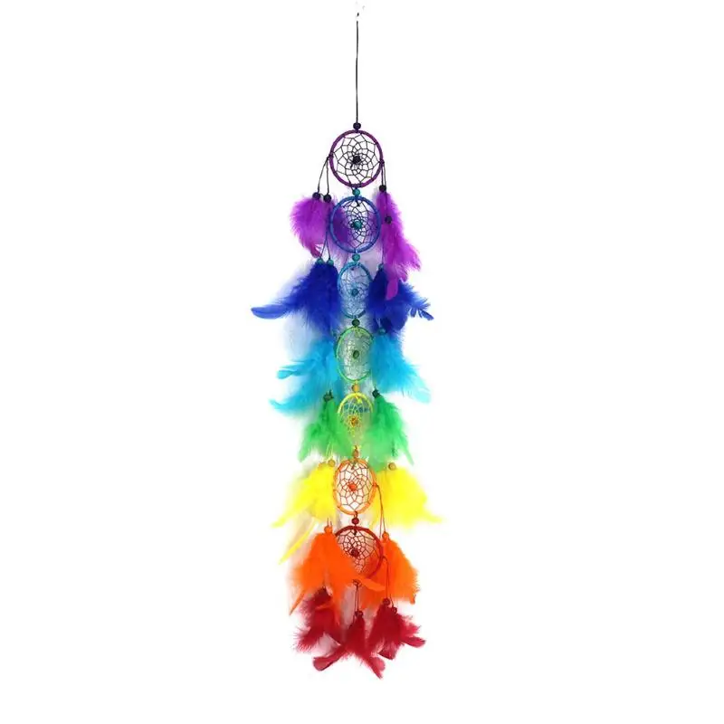 Разноцветные перья бусины ручной работы Длинные Dream Catcher стены висящий мечтатель подарок корабля автомобиль украшение дома