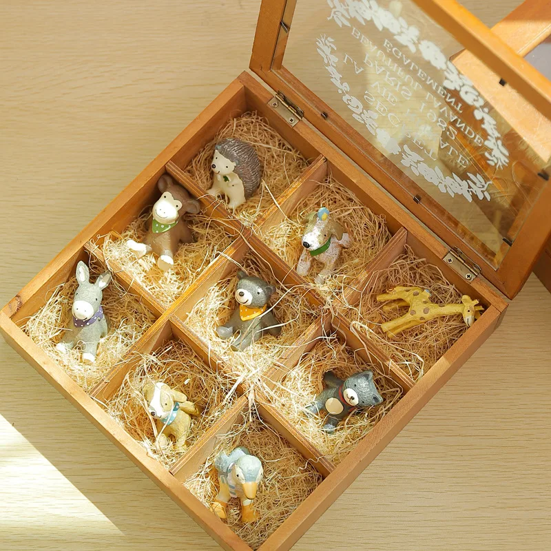 Ретро квадратная стеклянная деревянная коробка для хранения многофункциональная настольная коробка для хранения украшения деревянные печатные коробки для домашнего декора ключница