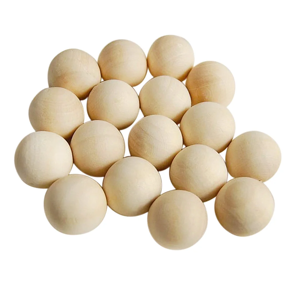 200 Pieces Round Wood Beads Loose Spacer for Jewelry Art Crafts 10mm 14mm