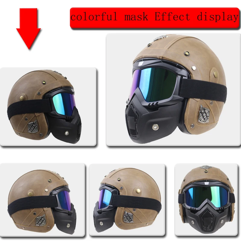 5 цветов опционально мотоциклетный шлем Ретро professional ветрозащитные очки маска Vintave открытая маска шлем очки с Перекрестием