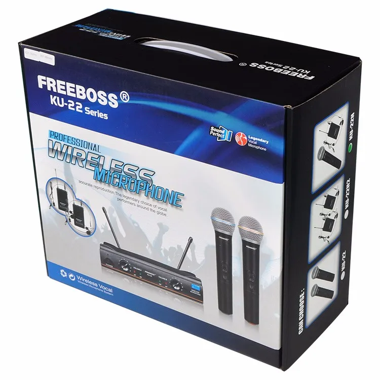 Freeboss KU-22H UHF двухканальная Mic передатчик профессиональный караоке Беспроводной гарнитура+ нагрудные+ ручной микрофон