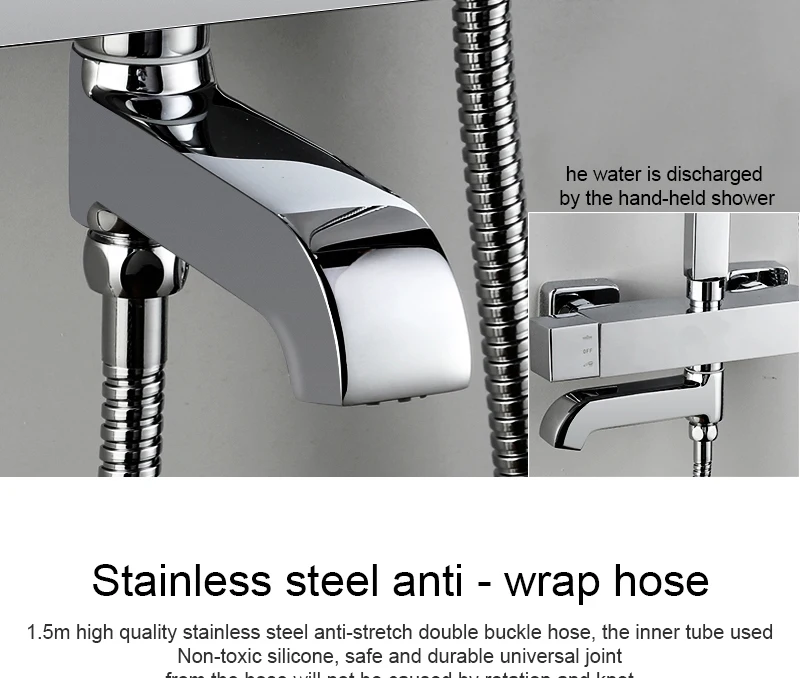 Bathroom Luxury Rain Mixer Shower Combo Set Wall Mounted Rainfall Shower Head System Chrome Exposed Shower faucet Mixer Tap Set (23)